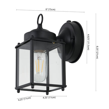 Boston 4.25" Farmhouse Industrial Iron/Glass Outdoor LED Sconce - JONATHAN Y